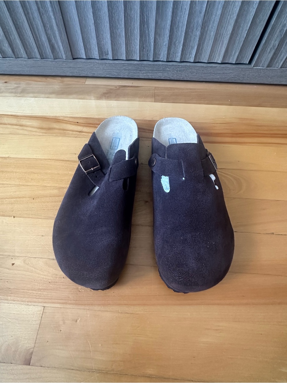 Birkenstock Boston Men's Suede Clog Mules - Dark Brown Suede